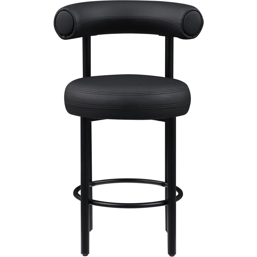 Bordeaux Black Vegan Leather Upholstered Counter Stool