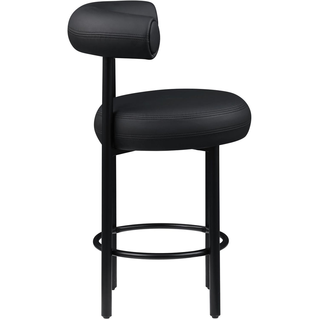 Bordeaux Black Vegan Leather Upholstered Counter Stool