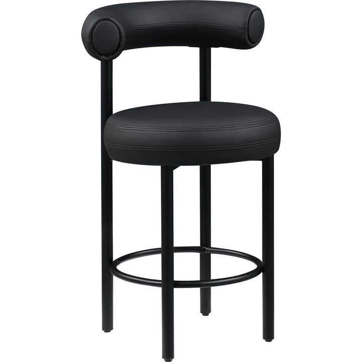 Bordeaux Black Vegan Leather Upholstered Counter Stool