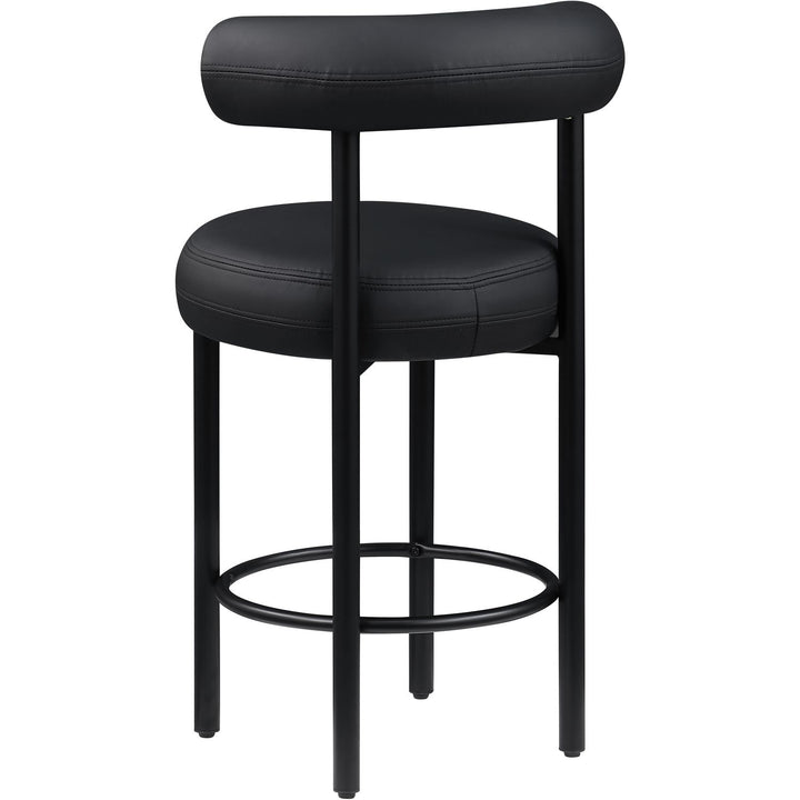 Bordeaux Black Vegan Leather Upholstered Counter Stool