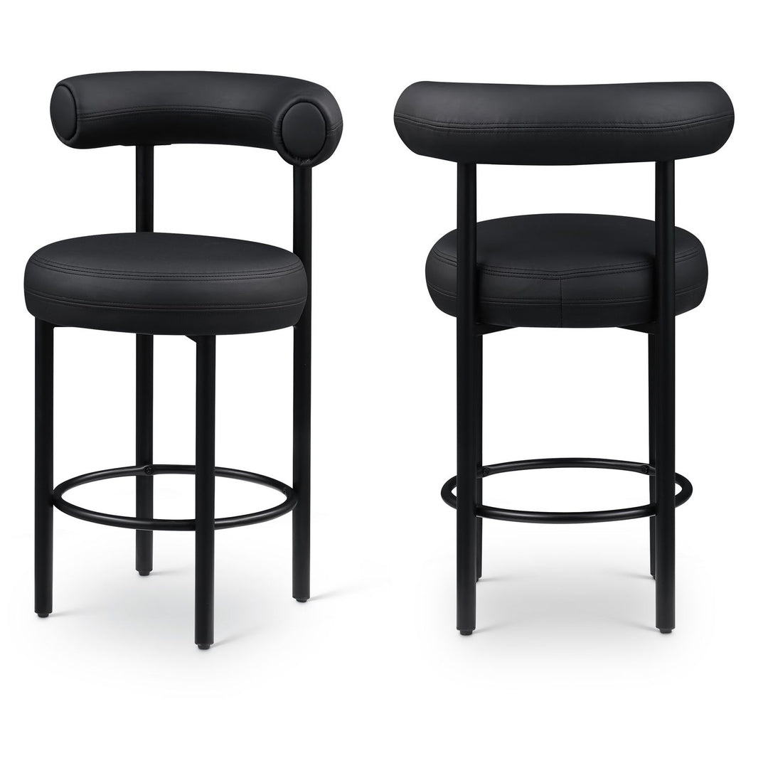 Bordeaux Black Vegan Leather Upholstered Counter Stool
