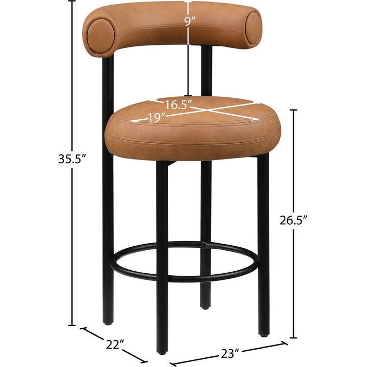 Bordeaux Cognac Vegan Leather Upholstered Counter Stool