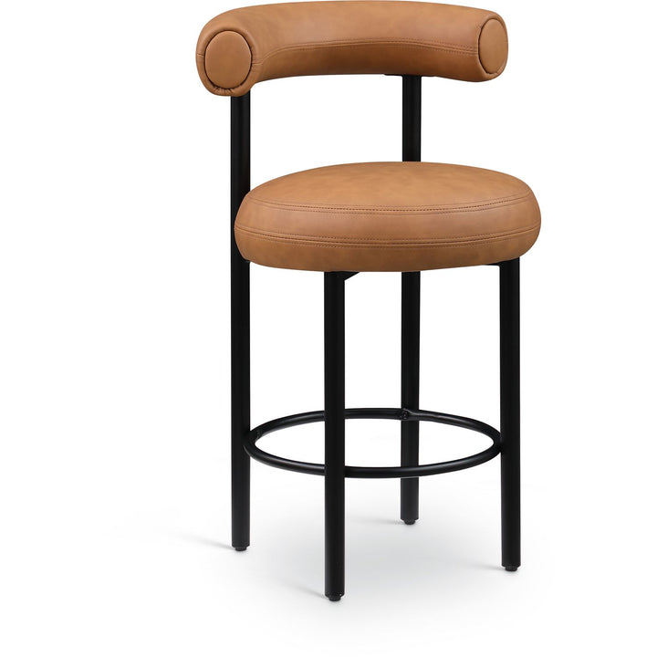 Bordeaux Cognac Vegan Leather Upholstered Counter Stool
