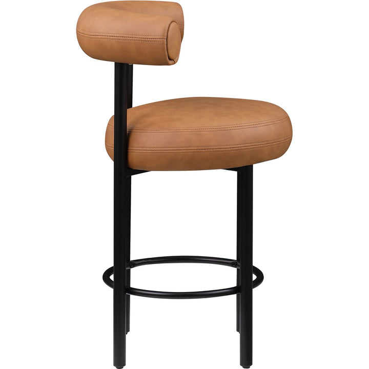 Bordeaux Cognac Vegan Leather Upholstered Counter Stool