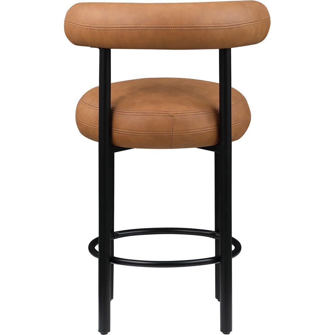 Bordeaux Cognac Vegan Leather Upholstered Counter Stool