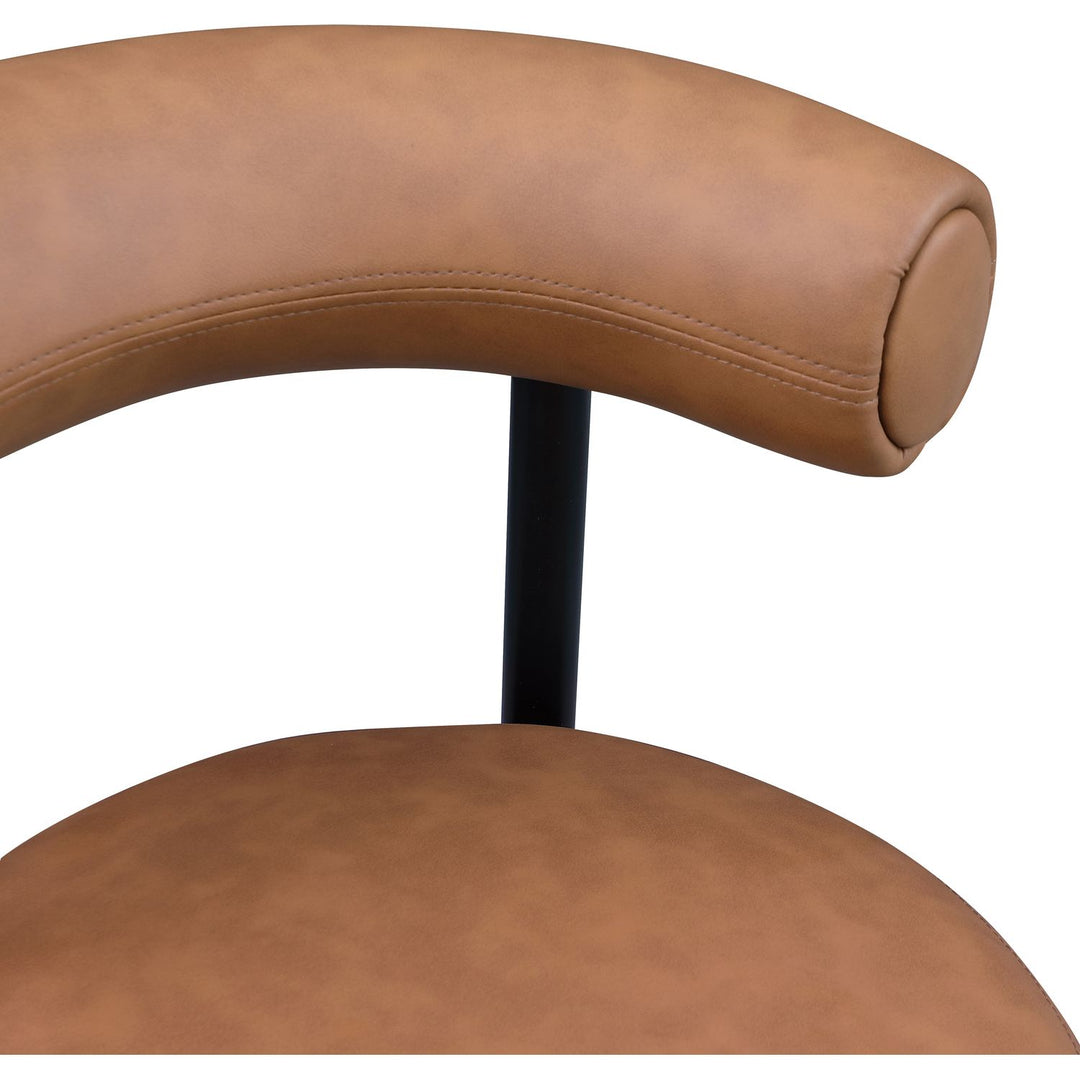 Bordeaux Cognac Vegan Leather Upholstered Counter Stool