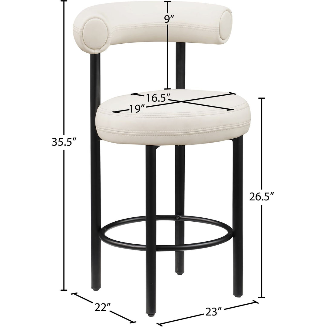 Bordeaux Cream Vegan Leather Upholstered Counter Stool