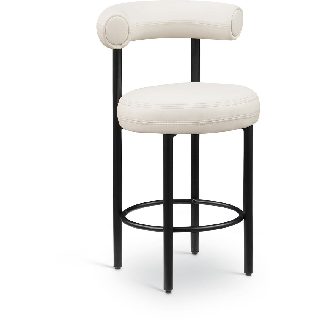 Bordeaux Cream Vegan Leather Upholstered Counter Stool