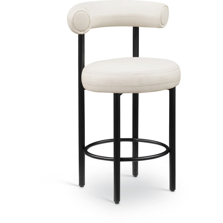Bordeaux Cream Vegan Leather Upholstered Counter Stool