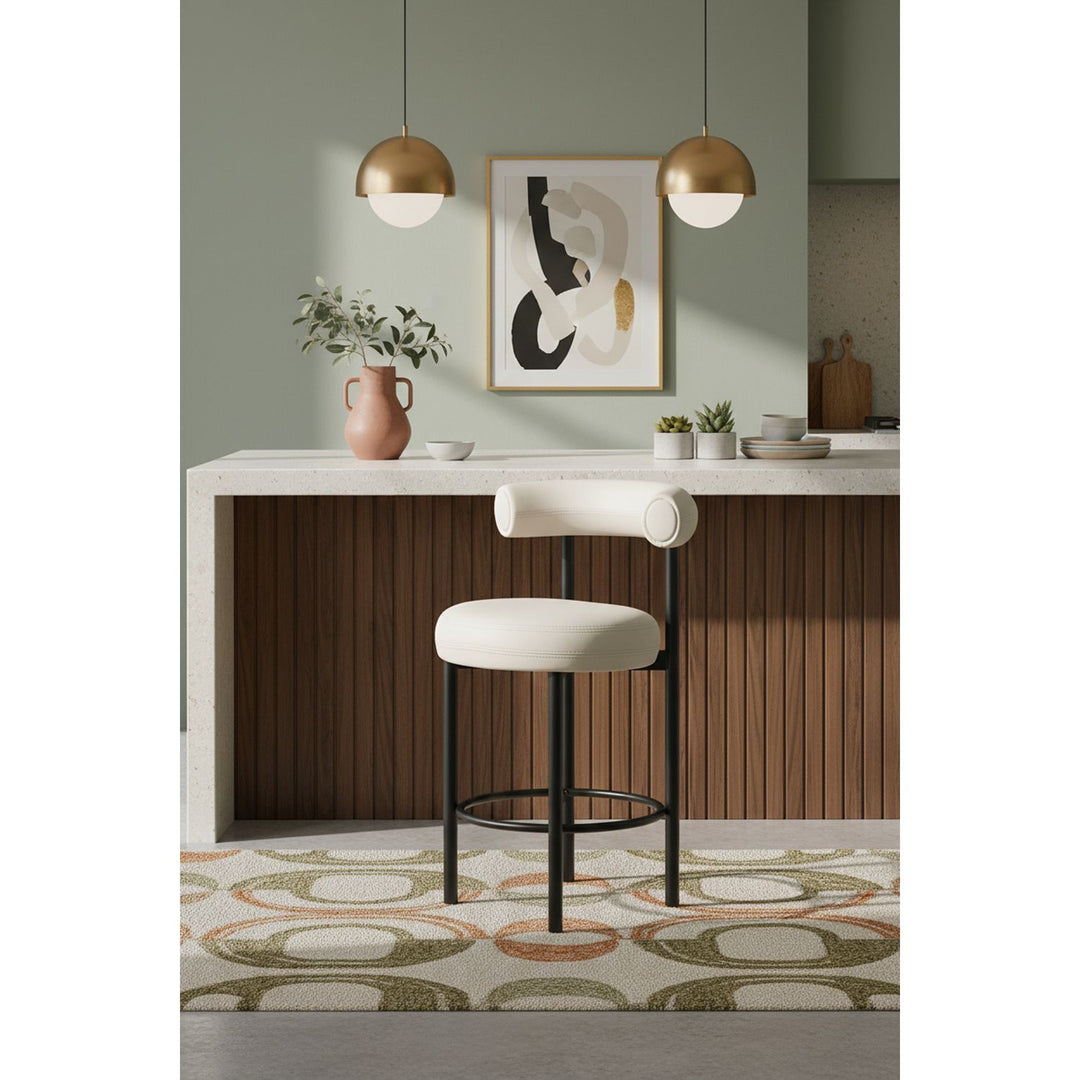 Bordeaux Cream Vegan Leather Upholstered Counter Stool