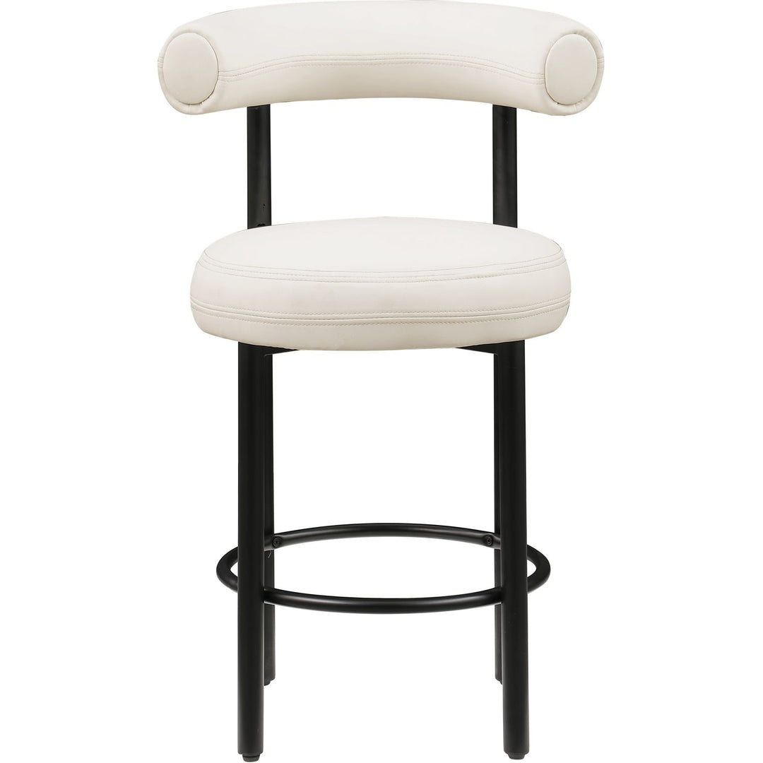 Bordeaux Cream Vegan Leather Upholstered Counter Stool