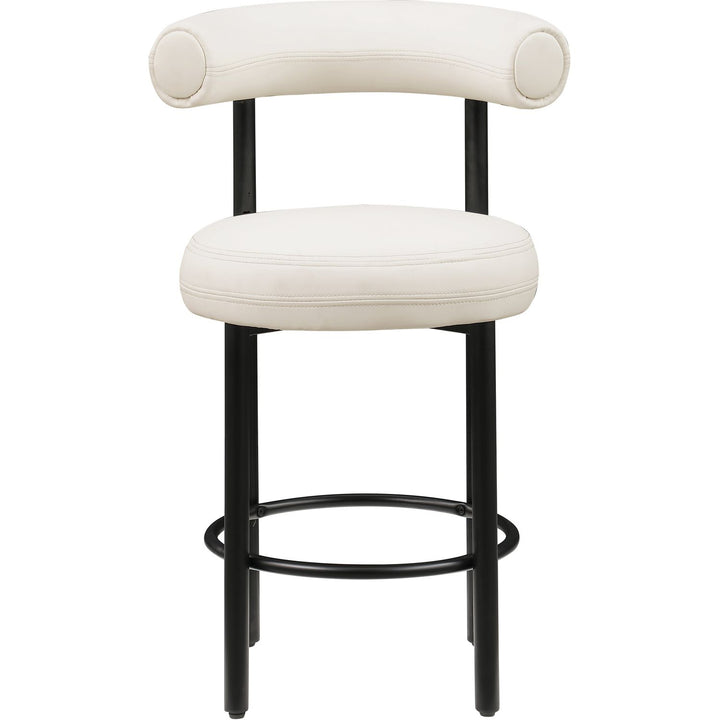 Bordeaux Cream Vegan Leather Upholstered Counter Stool