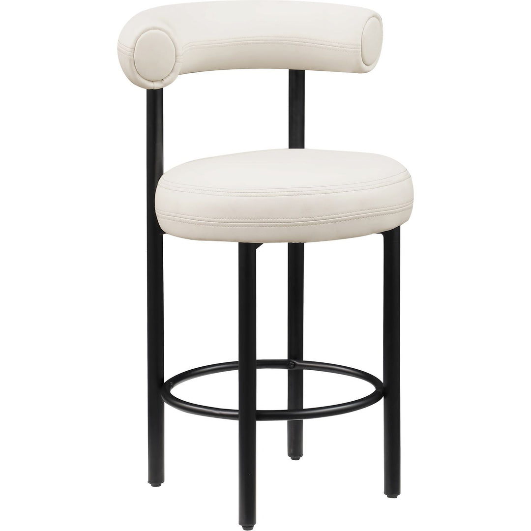 Bordeaux Cream Vegan Leather Upholstered Counter Stool