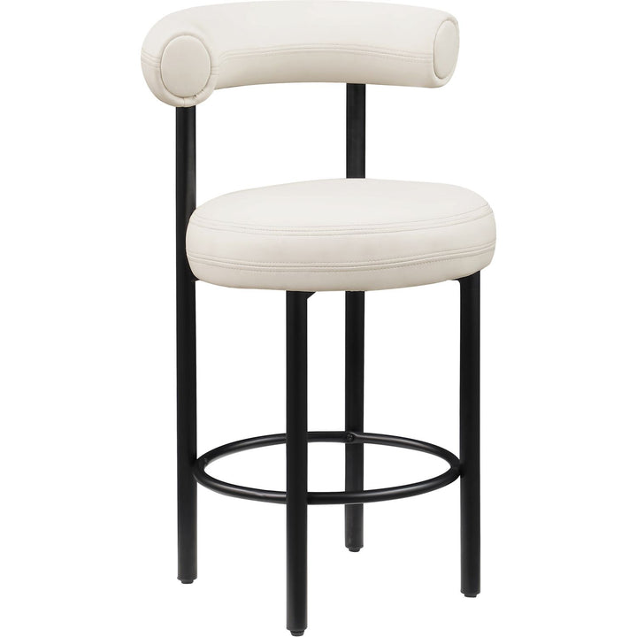 Bordeaux Cream Vegan Leather Upholstered Counter Stool