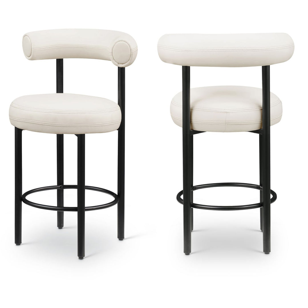 Bordeaux Cream Vegan Leather Upholstered Counter Stool