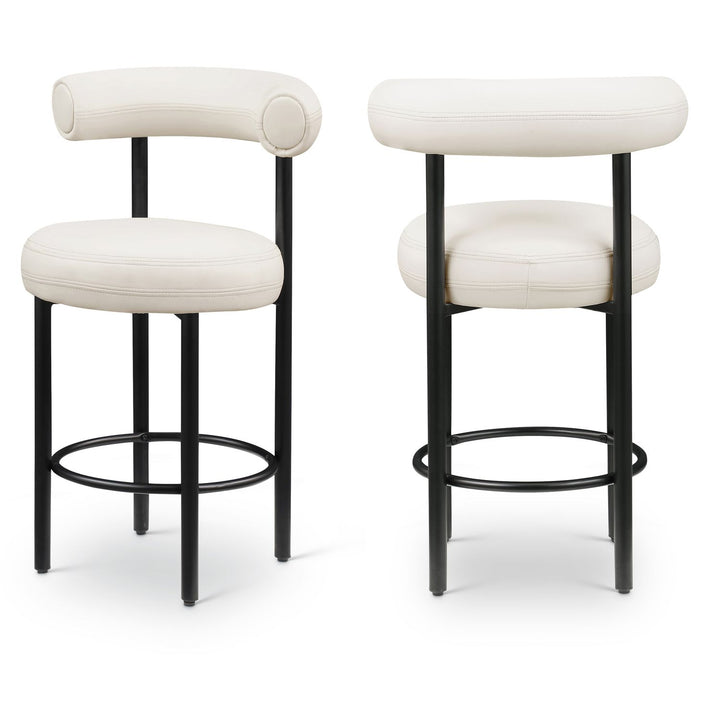 Bordeaux Cream Vegan Leather Upholstered Counter Stool