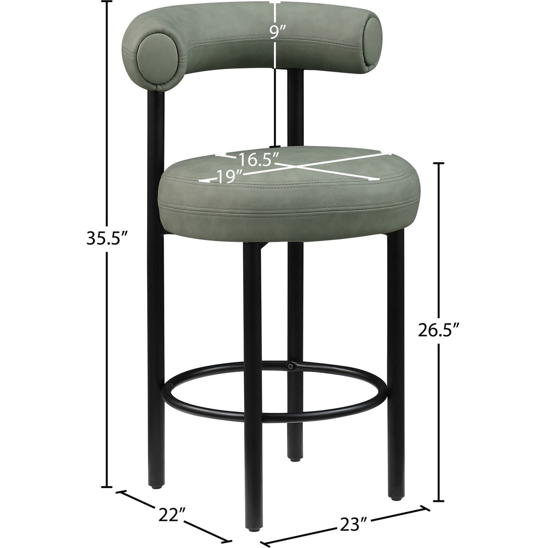 Bordeaux Green Vegan Leather Upholstered Counter Stool