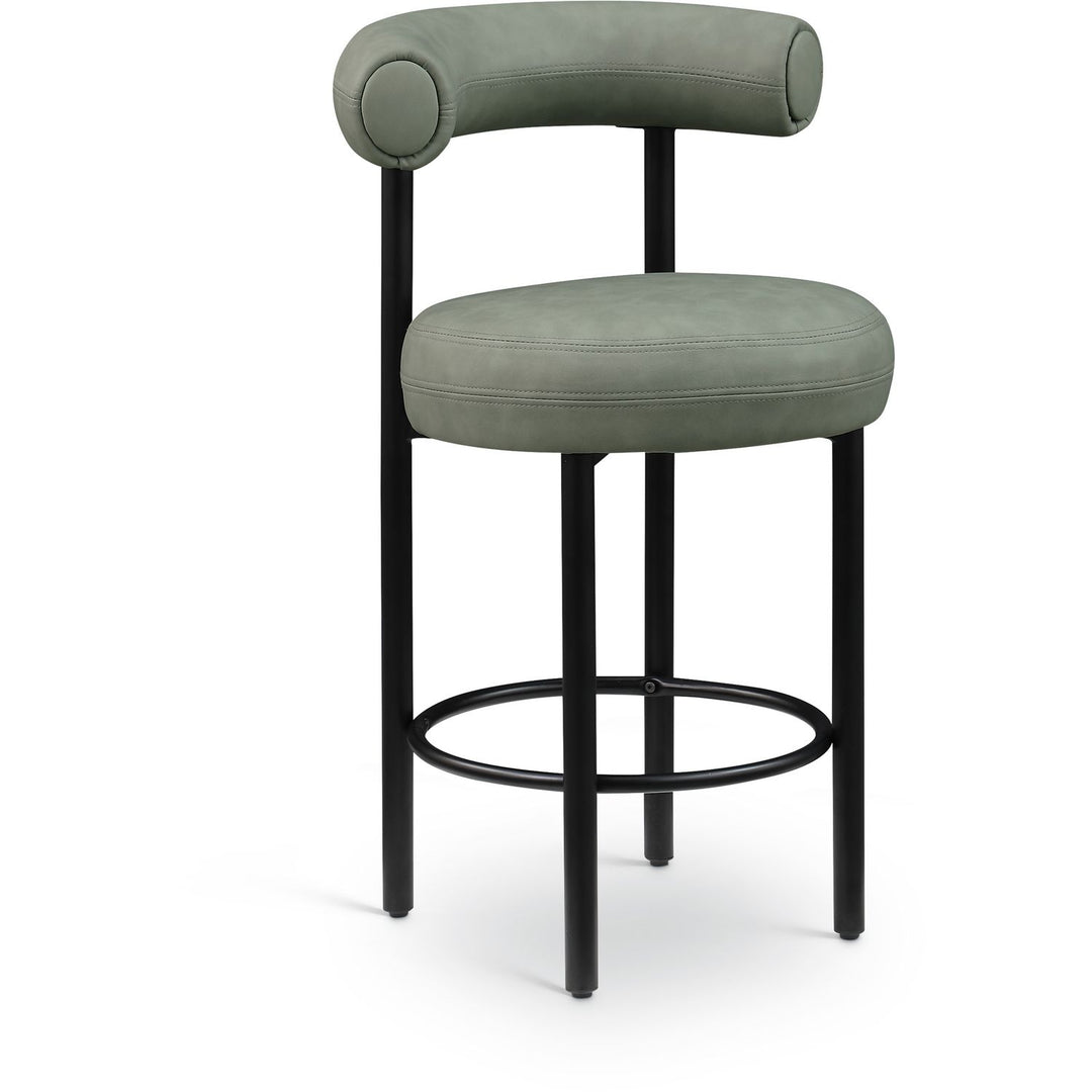 Bordeaux Green Vegan Leather Upholstered Counter Stool