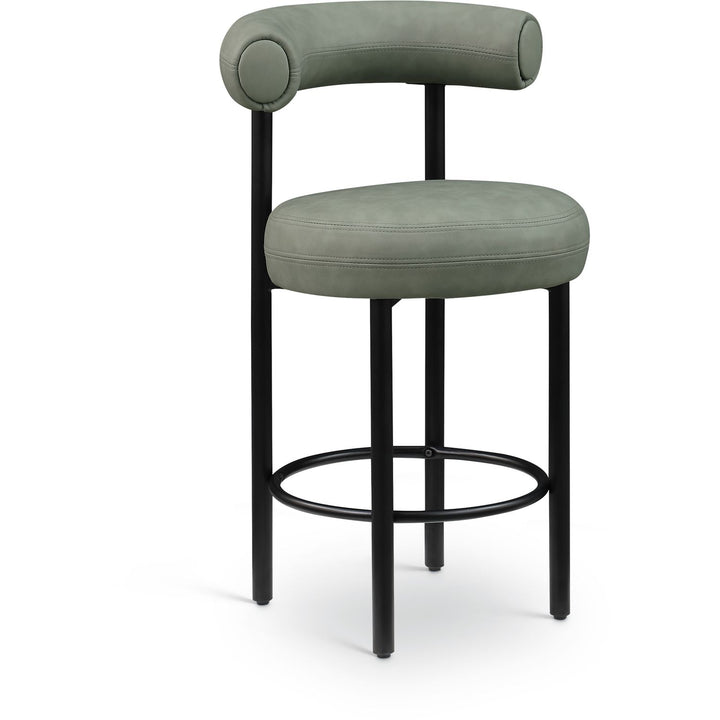 Bordeaux Green Vegan Leather Upholstered Counter Stool