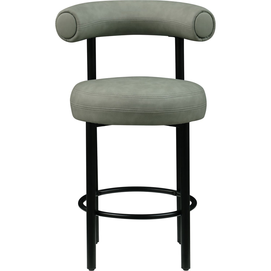Bordeaux Green Vegan Leather Upholstered Counter Stool
