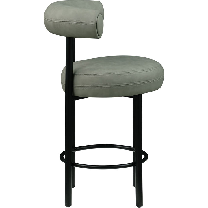 Bordeaux Green Vegan Leather Upholstered Counter Stool