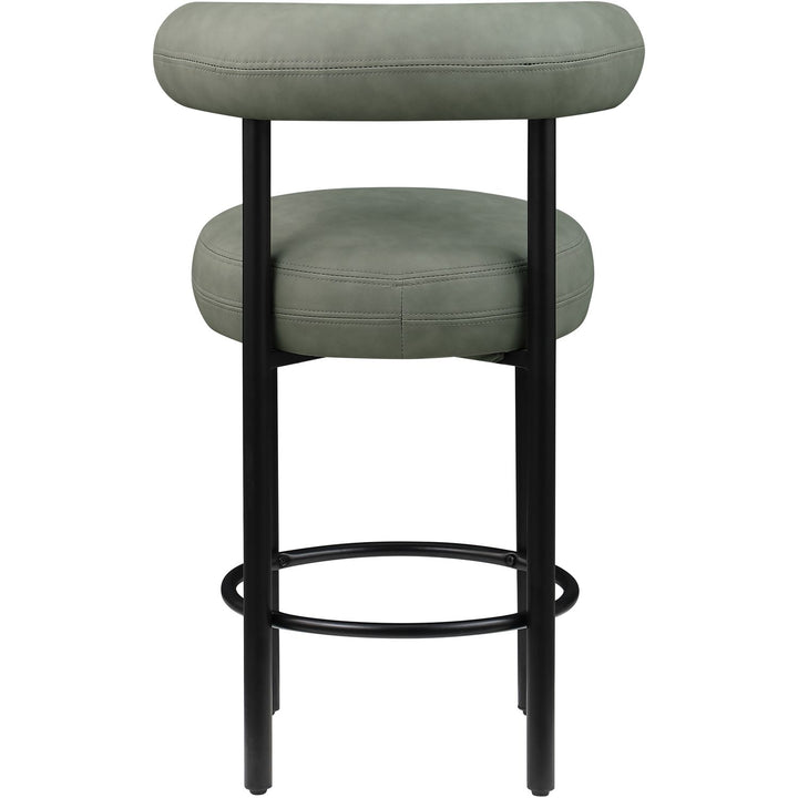 Bordeaux Green Vegan Leather Upholstered Counter Stool