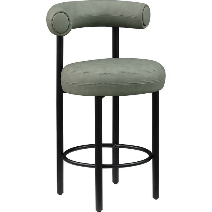 Bordeaux Green Vegan Leather Upholstered Counter Stool