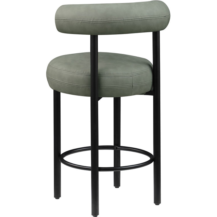 Bordeaux Green Vegan Leather Upholstered Counter Stool
