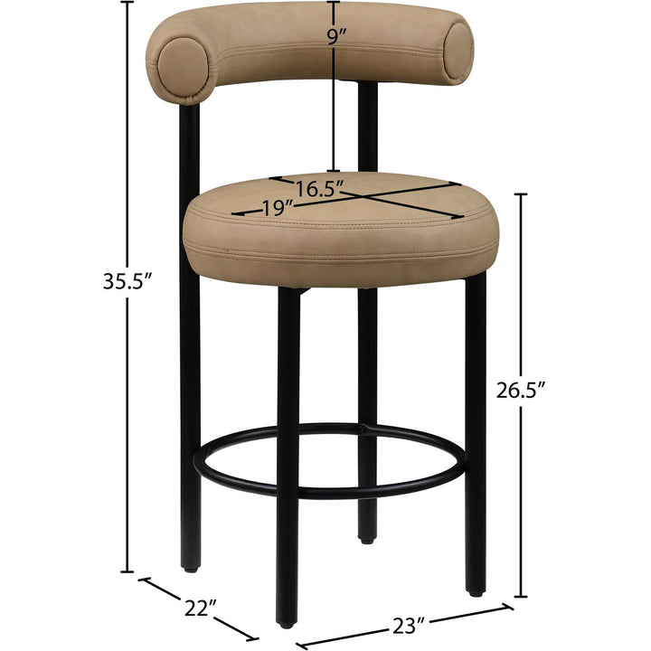 Bordeaux Tan Vegan Leather Upholstered Counter Stool