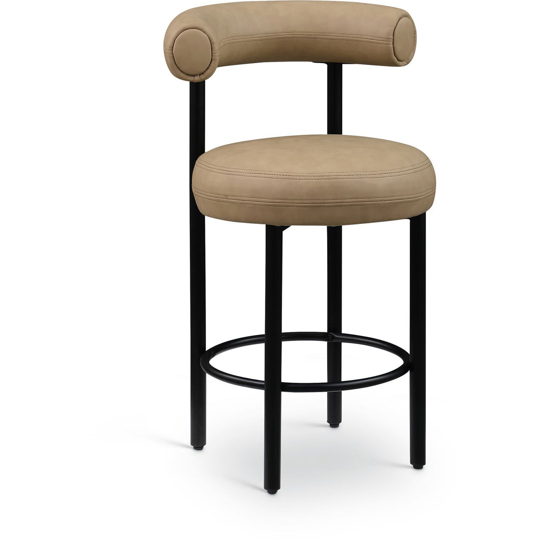 Bordeaux Tan Vegan Leather Upholstered Counter Stool