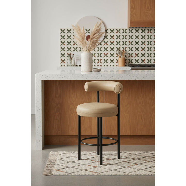 Bordeaux Tan Vegan Leather Upholstered Counter Stool
