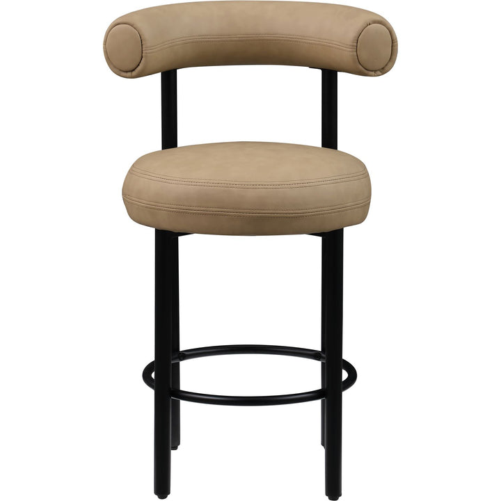 Bordeaux Tan Vegan Leather Upholstered Counter Stool