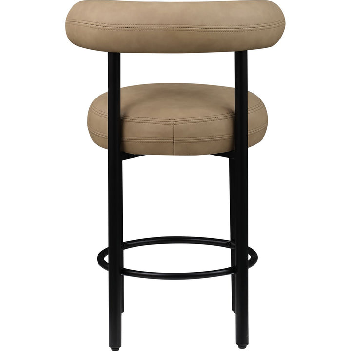 Bordeaux Tan Vegan Leather Upholstered Counter Stool