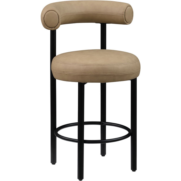 Bordeaux Tan Vegan Leather Upholstered Counter Stool