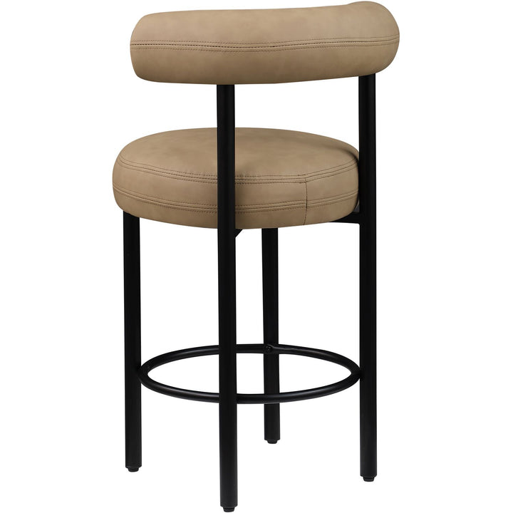 Bordeaux Tan Vegan Leather Upholstered Counter Stool