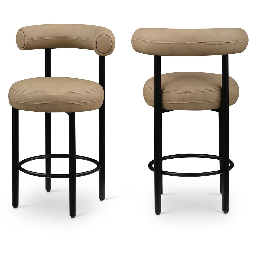 Bordeaux Tan Vegan Leather Upholstered Counter Stool
