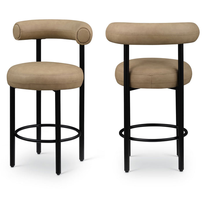 Bordeaux Tan Vegan Leather Upholstered Counter Stool