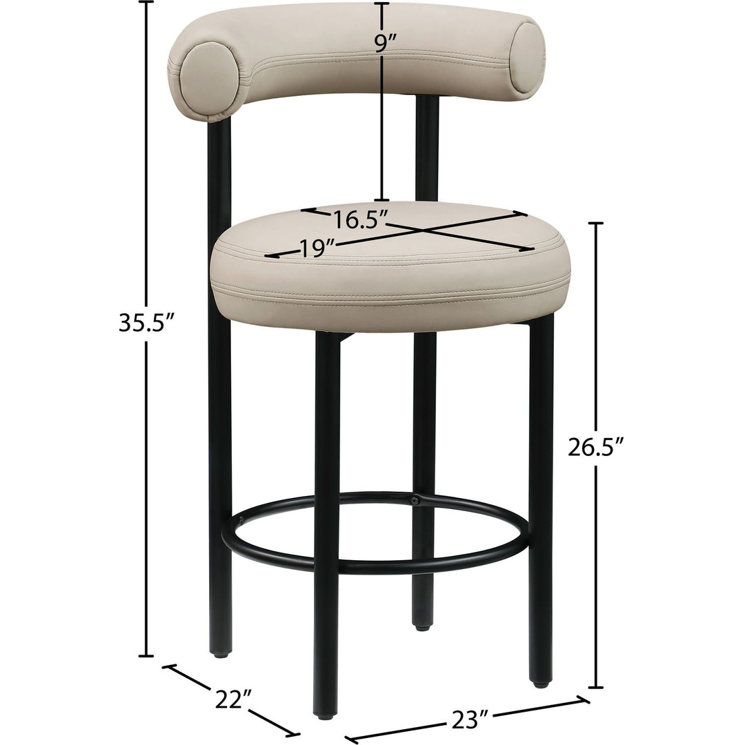 Bordeaux Taupe Vegan Leather Upholstered Counter Stool