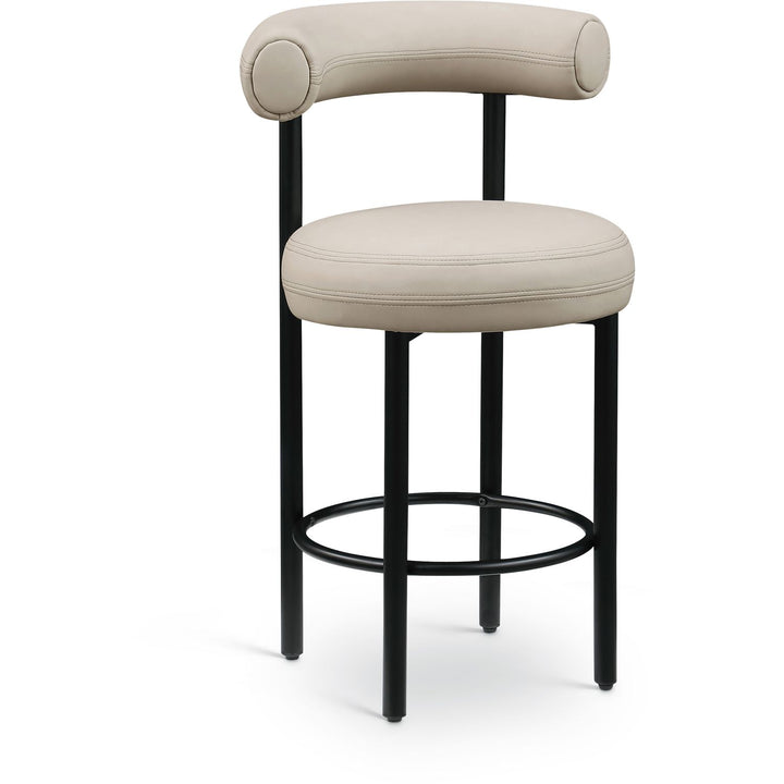 Bordeaux Taupe Vegan Leather Upholstered Counter Stool