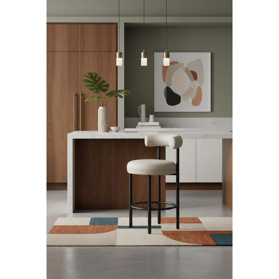Bordeaux Taupe Vegan Leather Upholstered Counter Stool