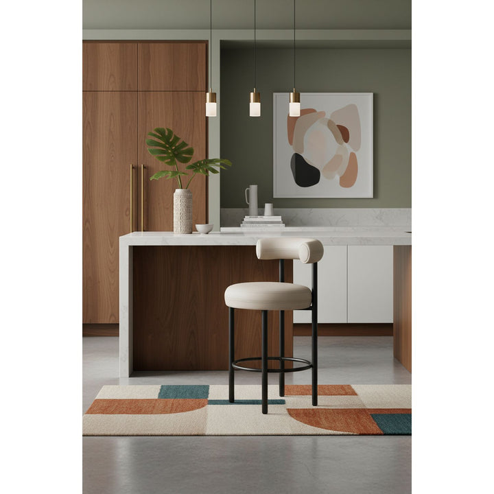 Bordeaux Taupe Vegan Leather Upholstered Counter Stool