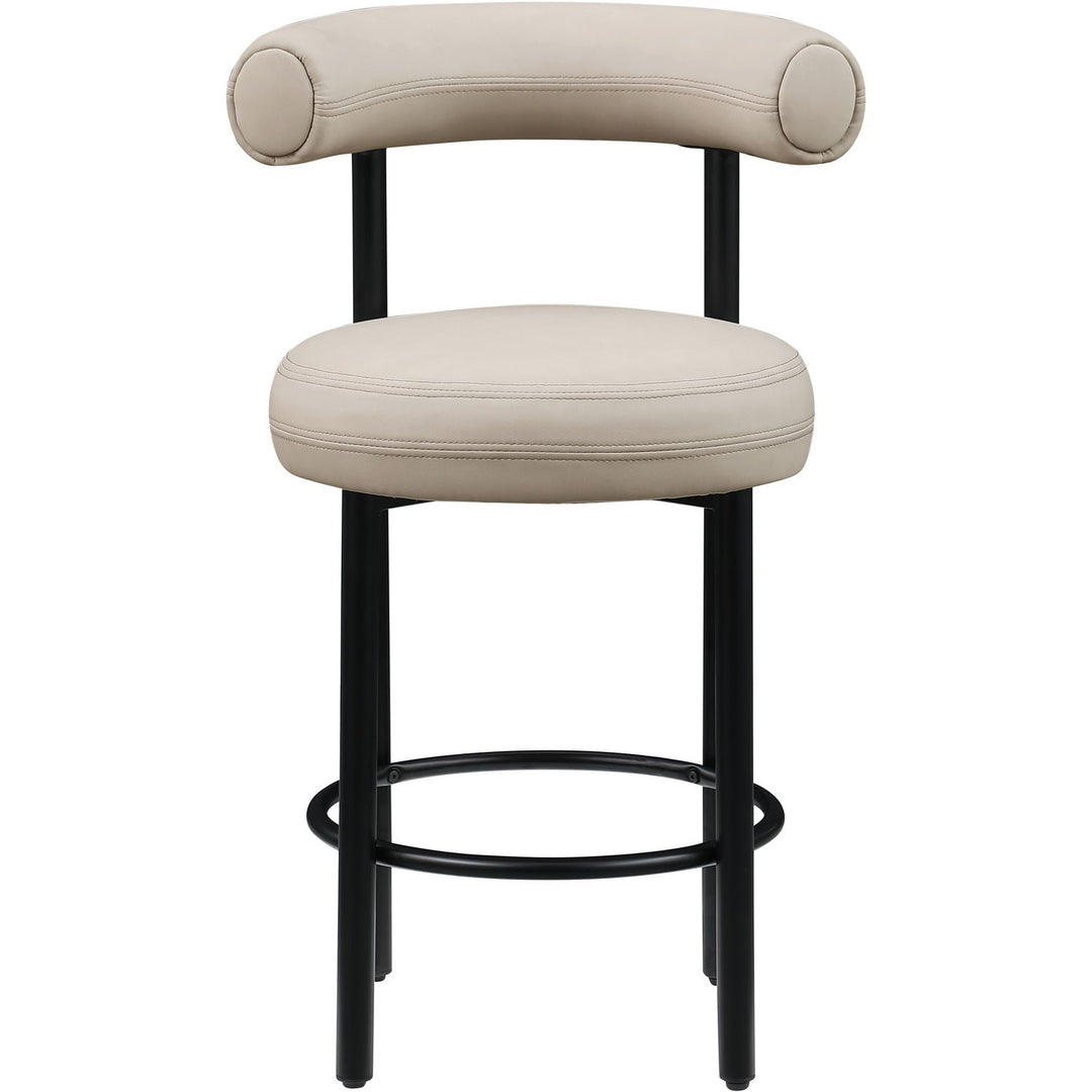 Bordeaux Taupe Vegan Leather Upholstered Counter Stool