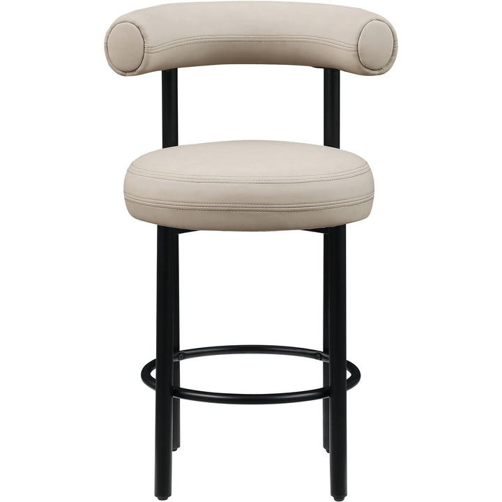 Bordeaux Taupe Vegan Leather Upholstered Counter Stool