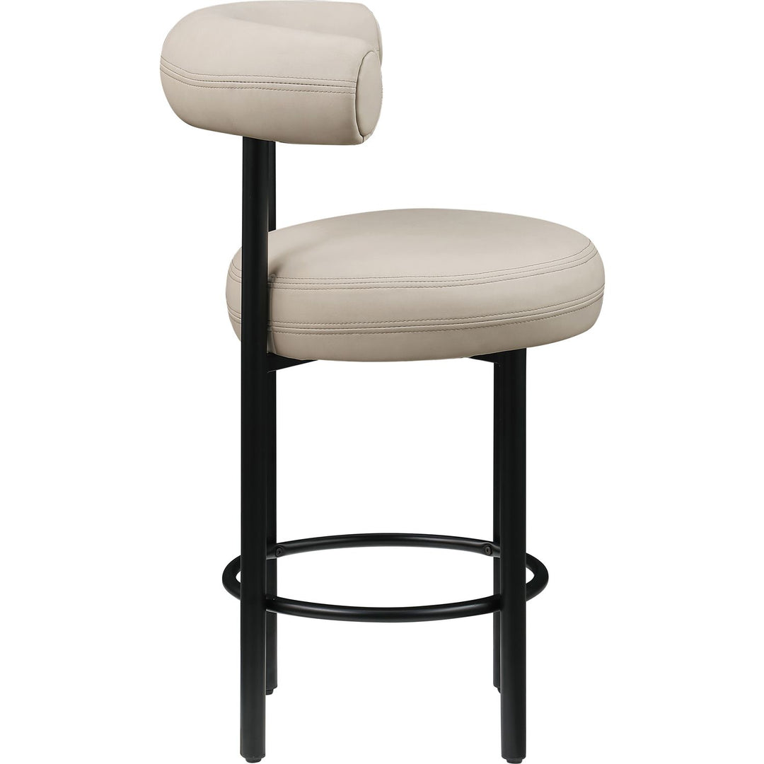 Bordeaux Taupe Vegan Leather Upholstered Counter Stool