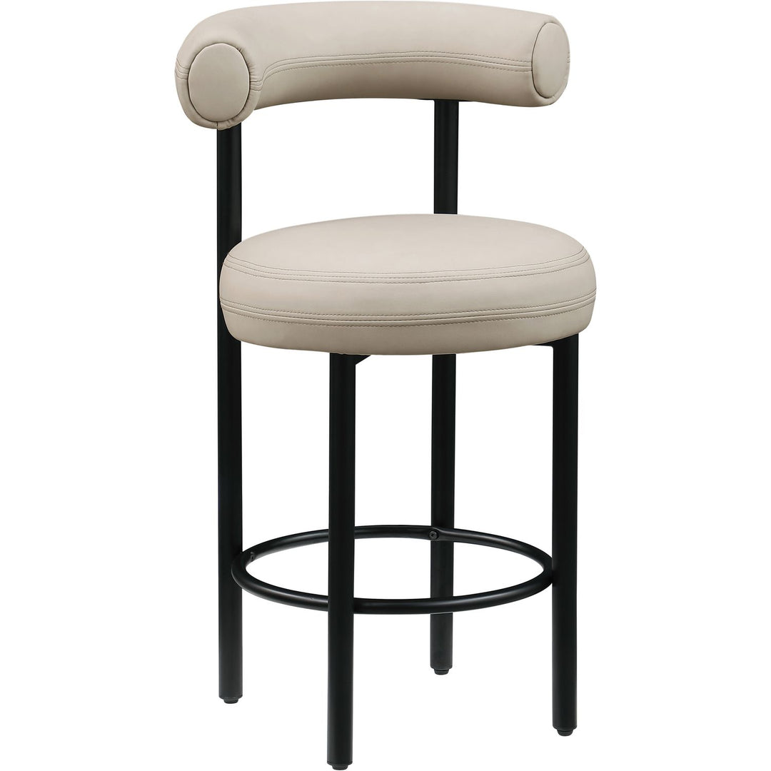 Bordeaux Taupe Vegan Leather Upholstered Counter Stool