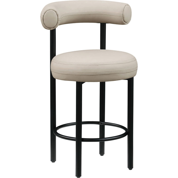 Bordeaux Taupe Vegan Leather Upholstered Counter Stool