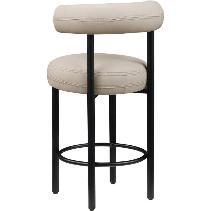Bordeaux Taupe Vegan Leather Upholstered Counter Stool