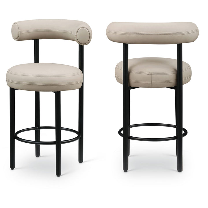 Bordeaux Taupe Vegan Leather Upholstered Counter Stool