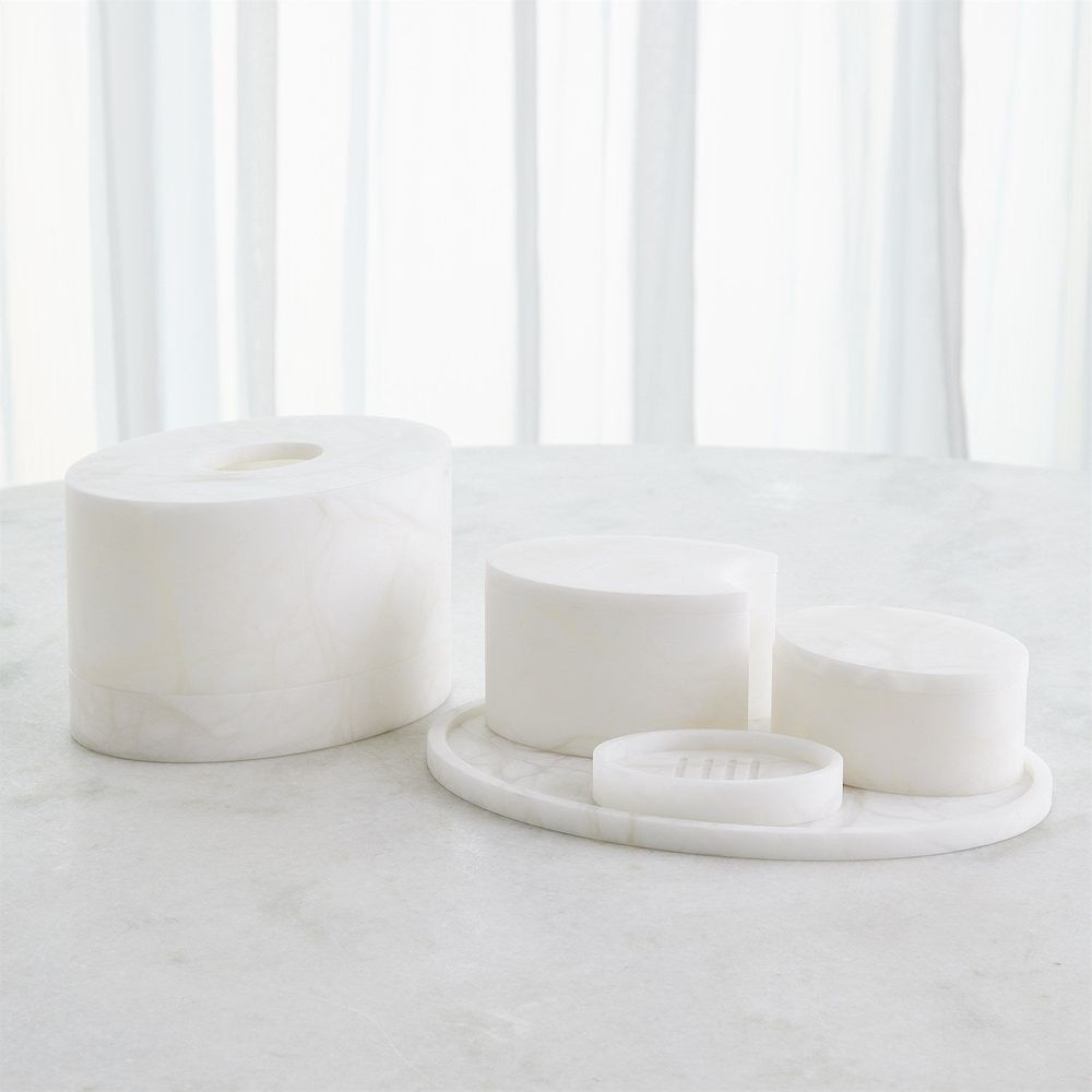 Alabaster Oval Box-Cut
