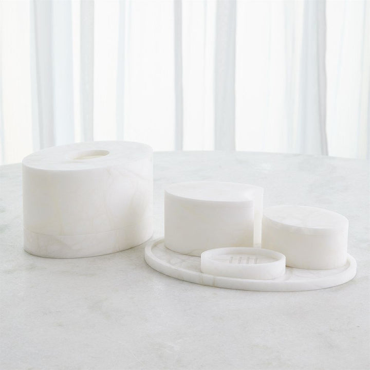 Alabaster Oval Tissue Box